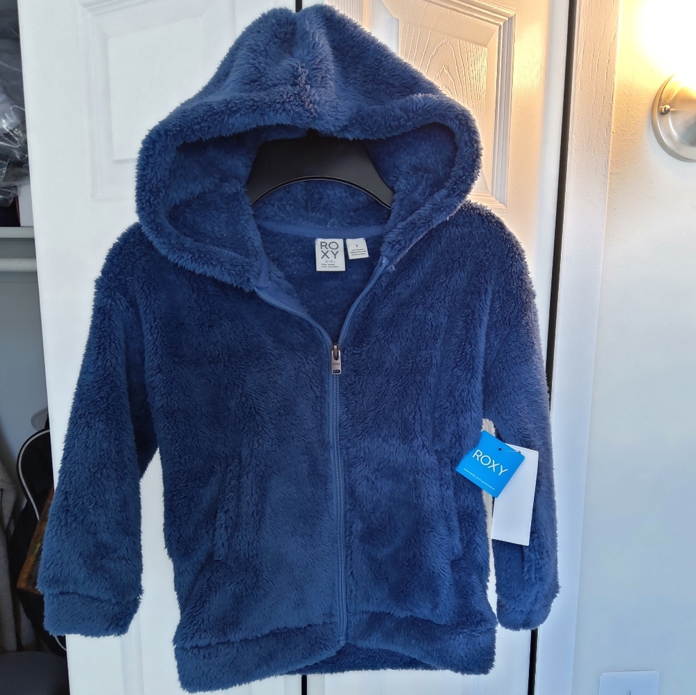 NWT Girl's 5 Roxy Blue Sherpa Zip Hoodie Firm Price